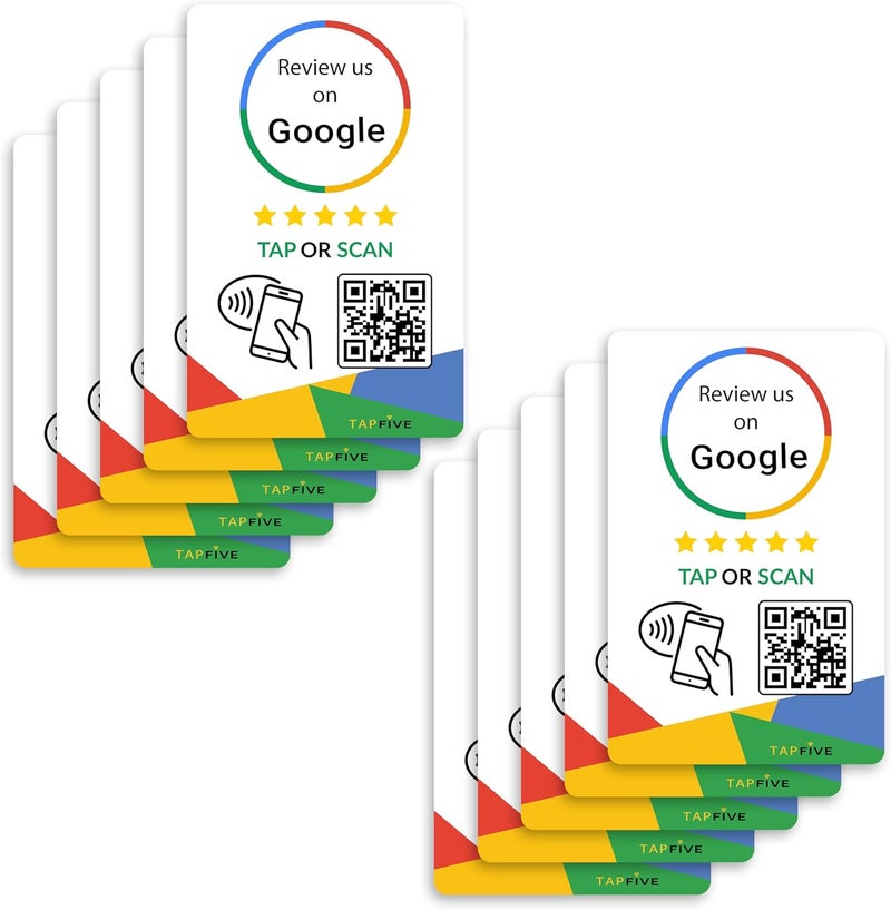 tapSnap Google Review Tap Cards (10-Pack) by TapFive - Tap for Instant Reviews - All Phones Compatible - Reusable Smart Tap NFC & QR - Boost Business Reviews - Powered by TapFive (10 Card Pack) - Image 1
